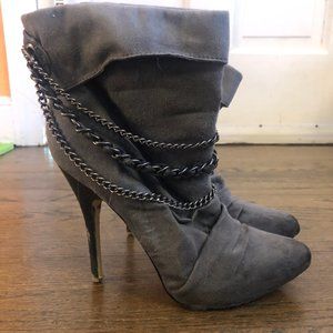 Grey stiletto boots w/chains